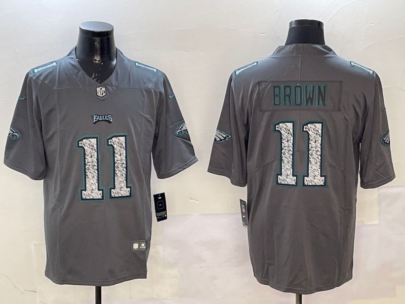 Men Philadelphia Eagles #11 Brown Grey 2025 Nike Vapor Limited NFL Jersey style 1